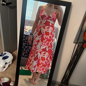 Pink floral midi dress